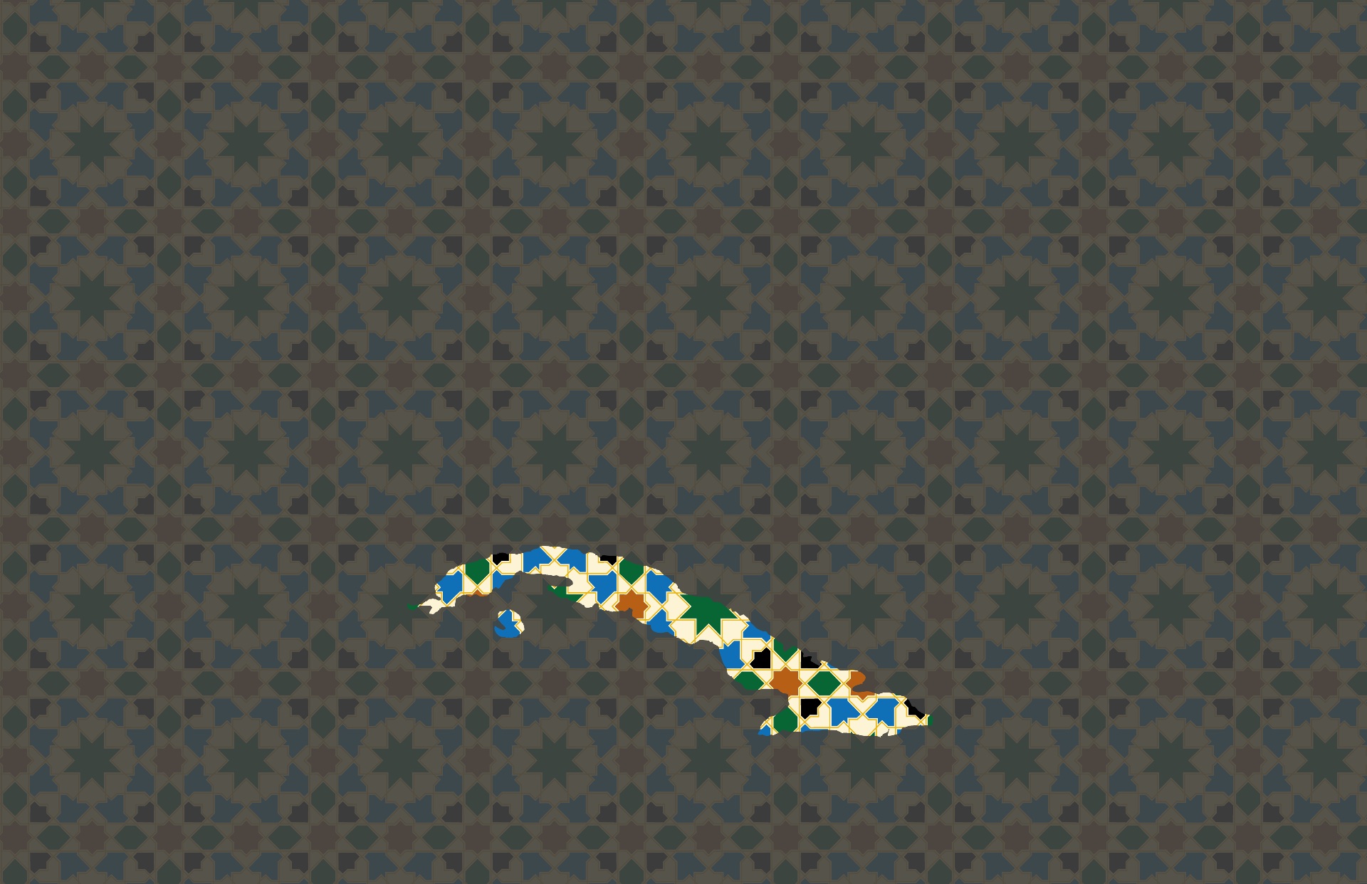 Cuba rendered in Andalusian mosaic tilework
