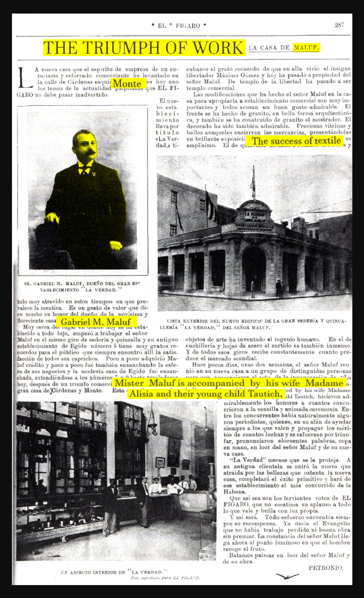 El Fígaro page with the Maluf profile highlighted