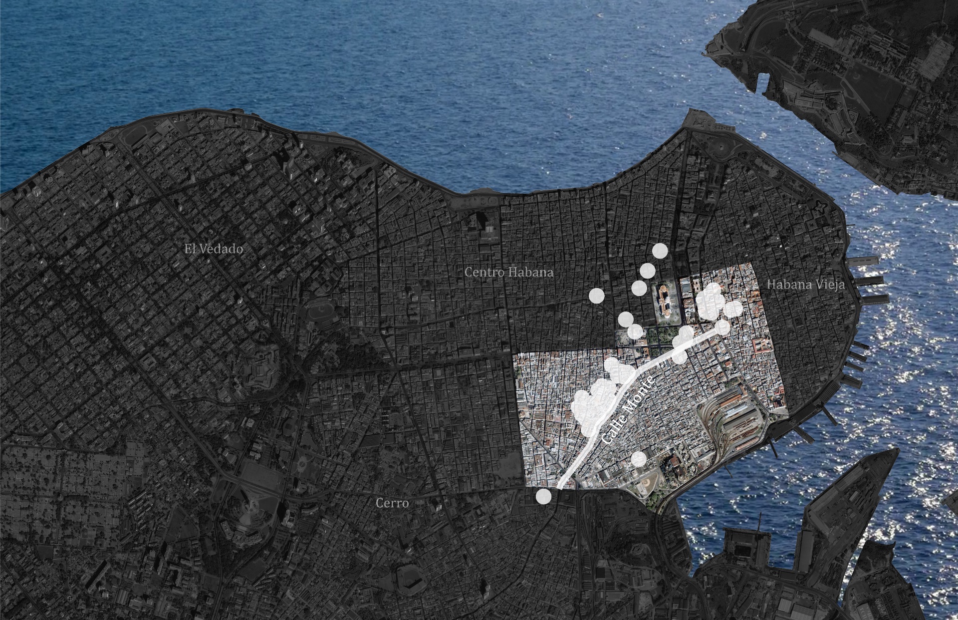 Map of Arab businesses across Centro Habana and Habana Vieja