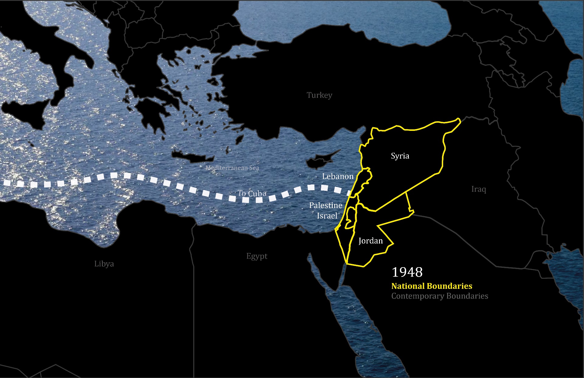 Map of the Levant nation-states after independence